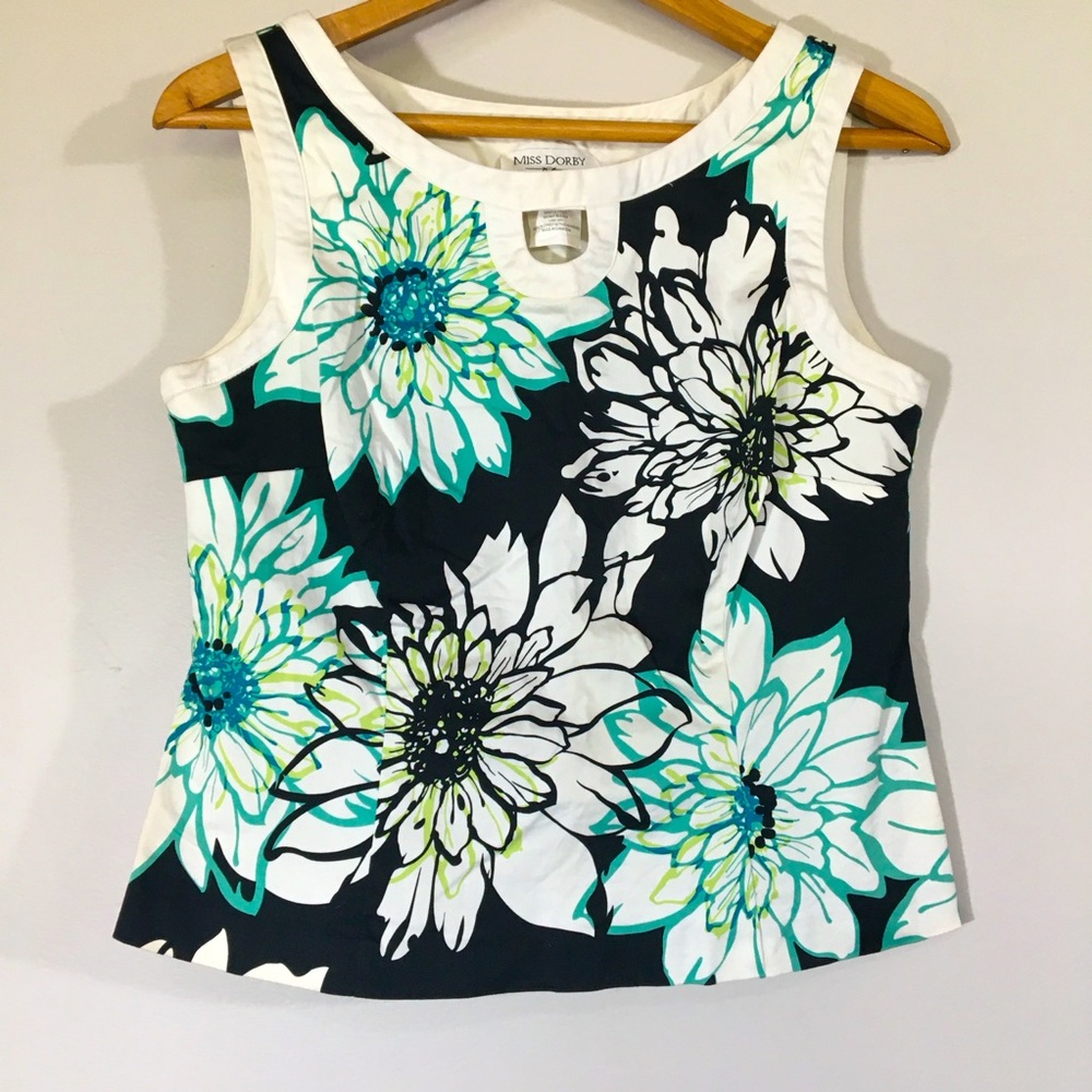 Miss Dorby 60’s‎ Vibe Floral Keyhole Shell Top